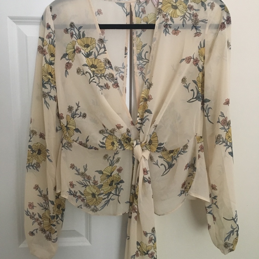 Forever 21 Sheer Tie-Front Blouse